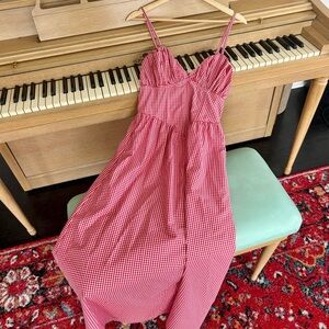 Picnic red & white midi dress